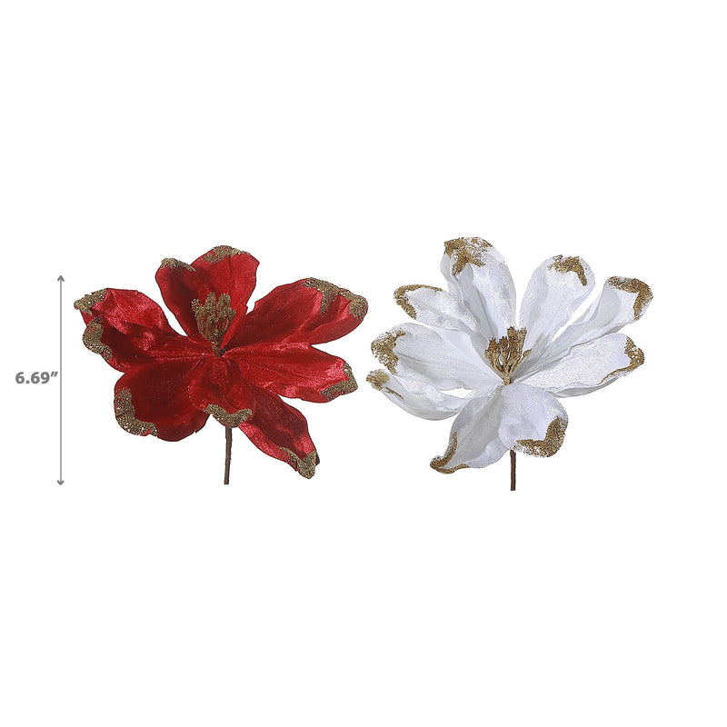 Glitter Edged Magnolia Pick - Set of 12