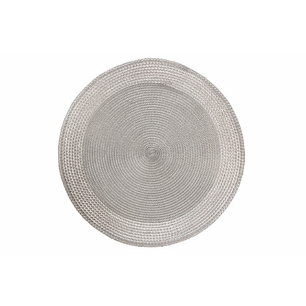 Vinyl Round Placemat With Border (Silver) - Set of 12