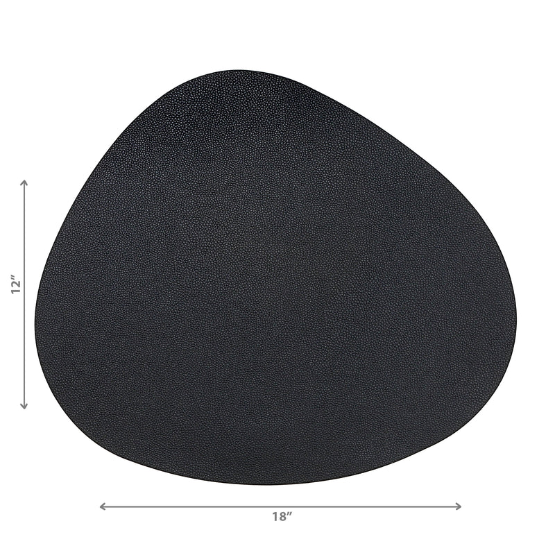 Reversible Pleather Pebble Placemat Black - Set of 12