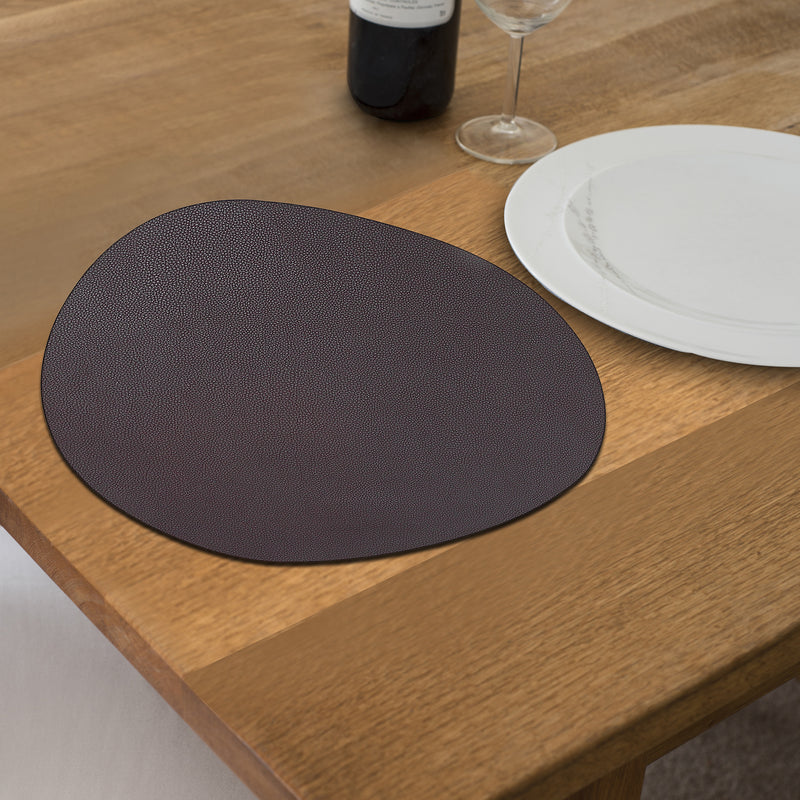 Reversible Pleather Pebble Placemat Chocolate - Set of 12