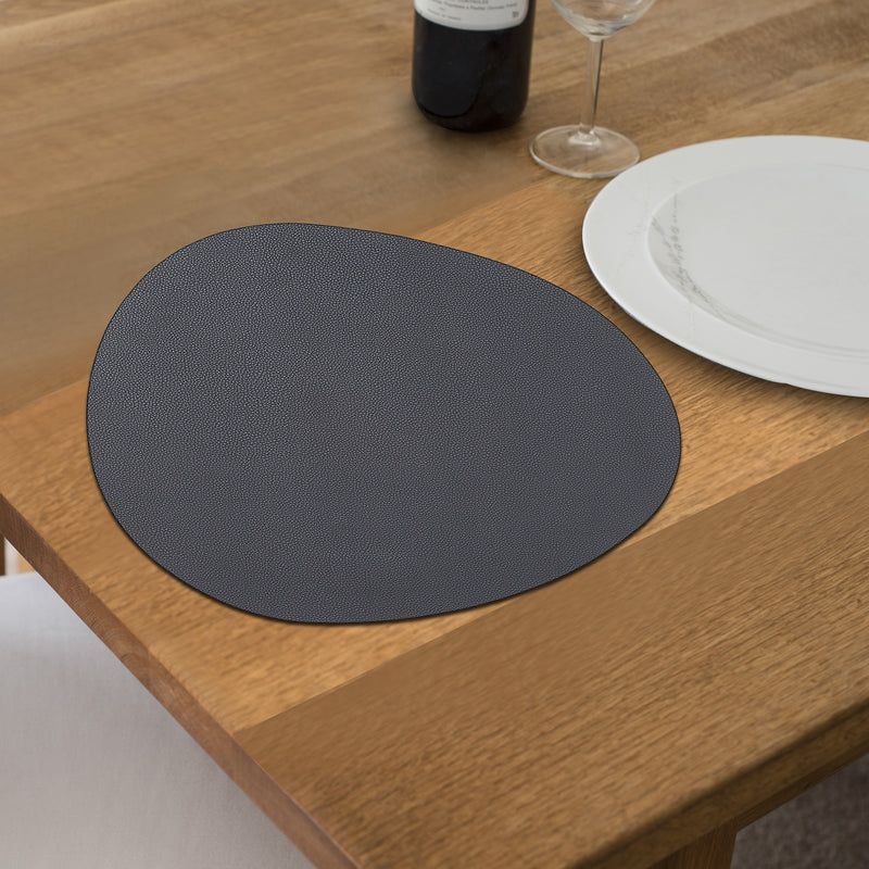 Reversible Pleather Pebble Placemat Gray - Set of 12