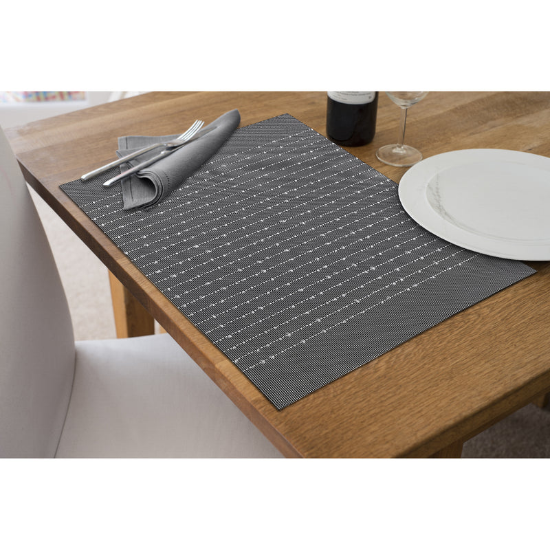 Vinyl Cotton Placemat Pinstripe Gray - Set of 12