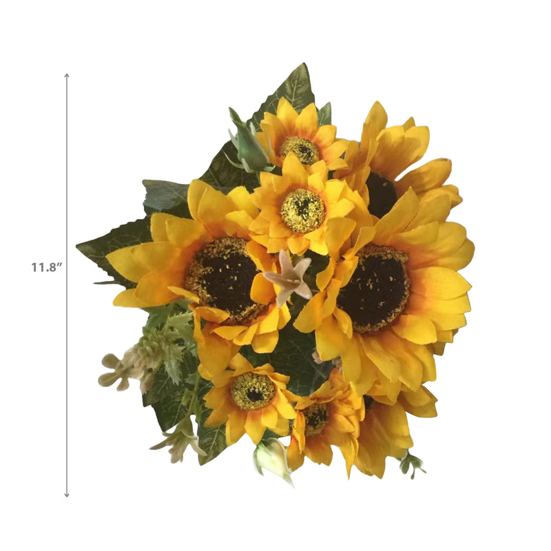 Artificial 7 Head Sunflower Bouquet - Set of 2