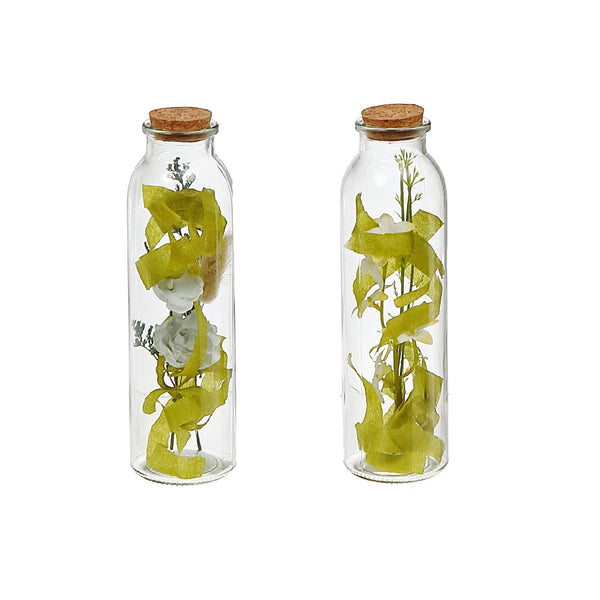 Dried Floral Arrangement In Glass Tube Asstd - Set of 2