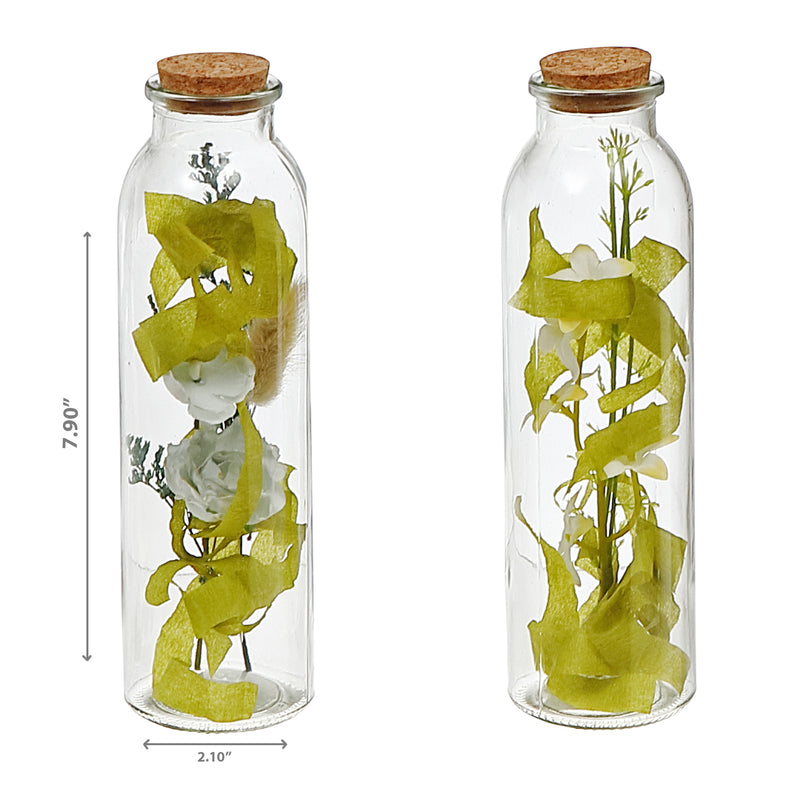 Dried Floral Arrangement In Glass Tube Asstd - Set of 2