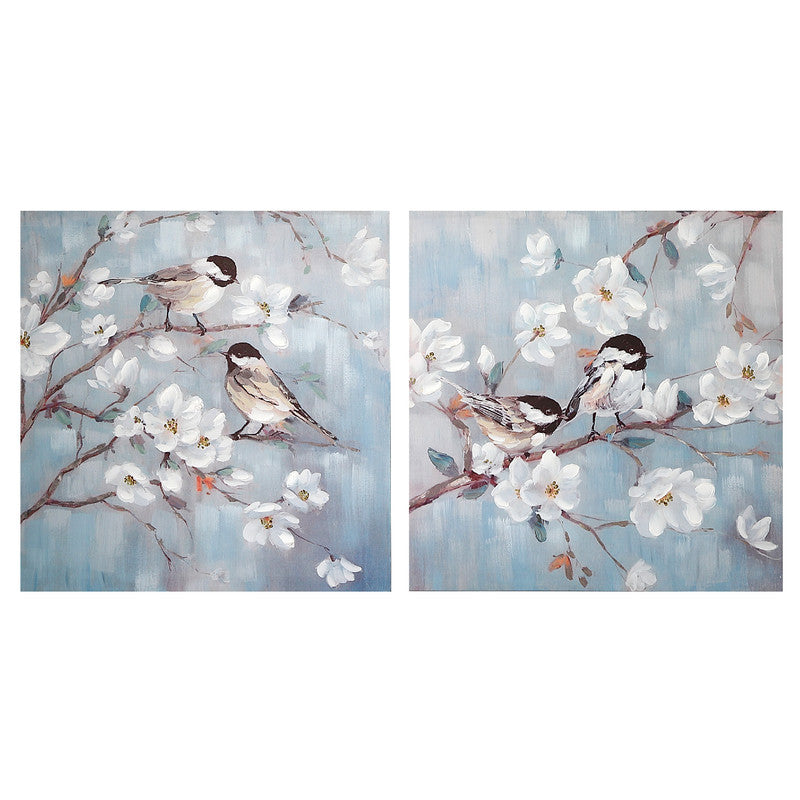 Hand Painted Canvas Wall Art (Tune Into Spring) - Set of 2