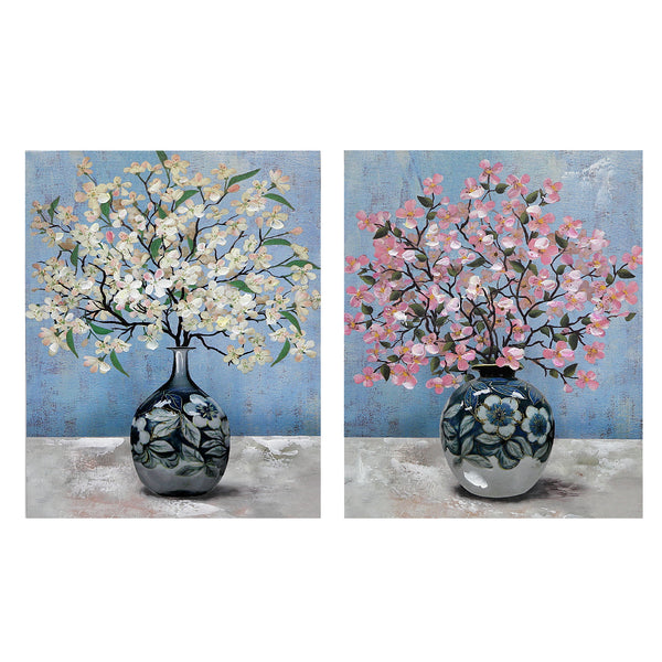 Hand Painted Canvas Wall Art Blossomed Blooms - Set of 2