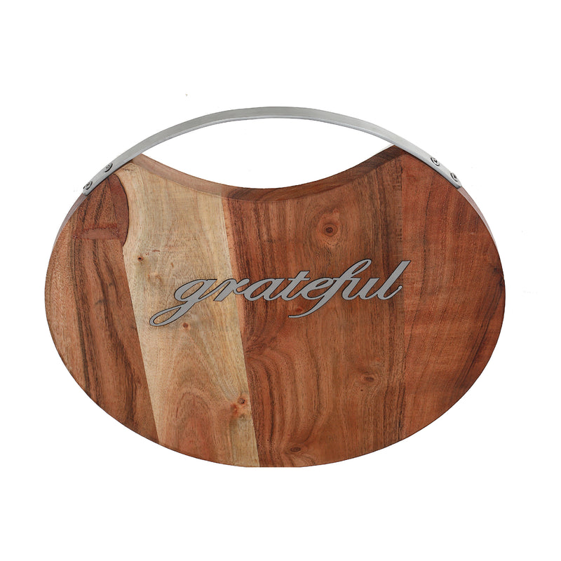 Acacia Wood Round Board With Grateful Inlay