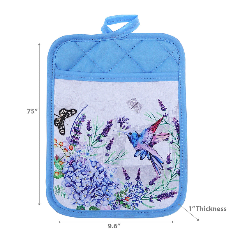 Pot Holder With Pocket Hummingbird - Set of 6