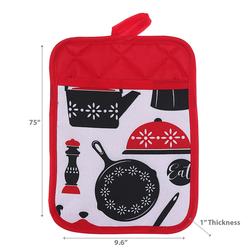 Pot Holder With Pocket Kitchenware - Set of 6