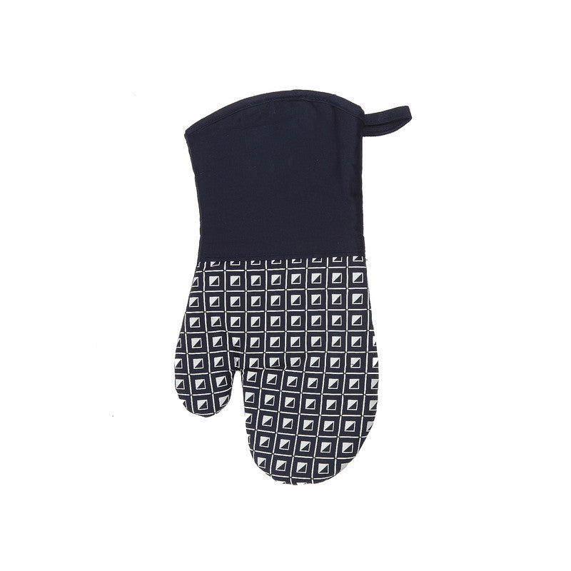 Silicon Print Oven Mitt (Geo) (Navy Blue) - Set of 4