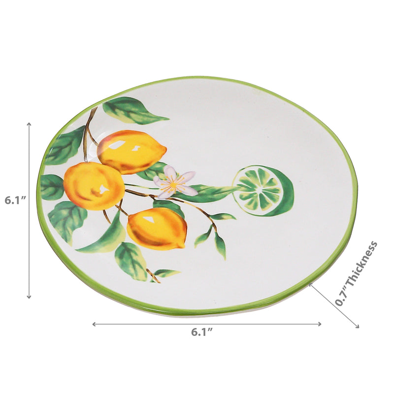 Ceramic Lemon Round Plate 6.10" - Set of 2