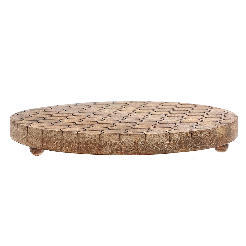 Mango Wood Honeycomb Round Trivet