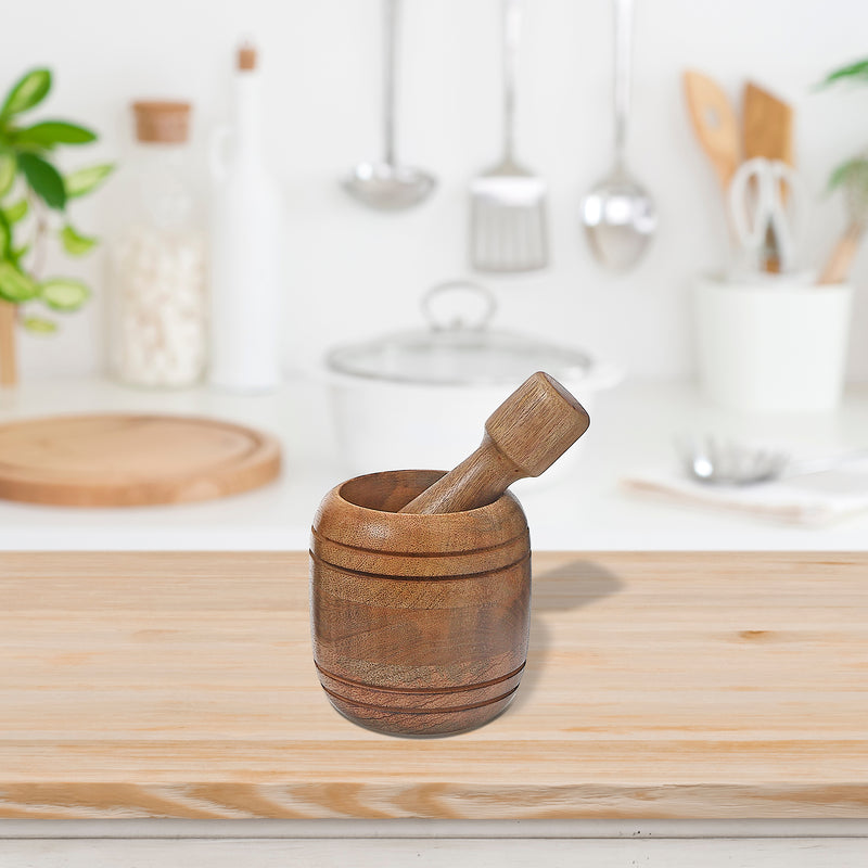 Mango Wood Mortar & Pestle 4"