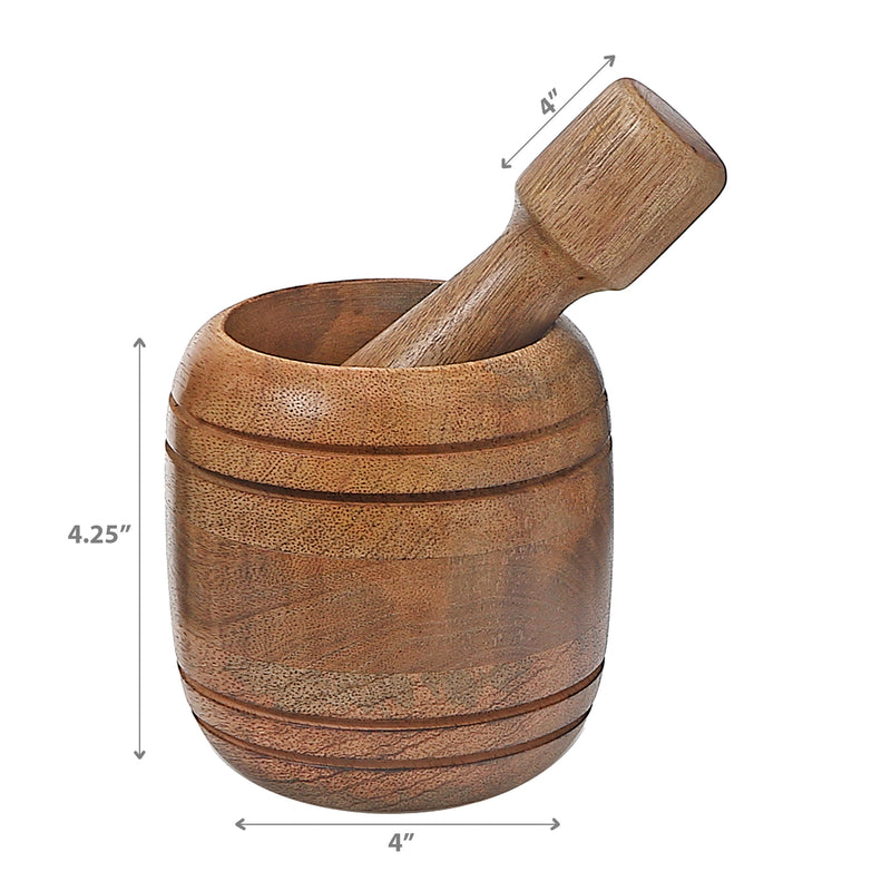 Mango Wood Mortar & Pestle 4"