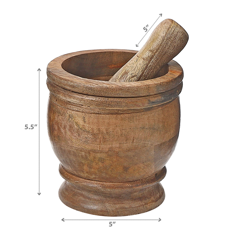 Mango Wood Mortar & Pestle 5"