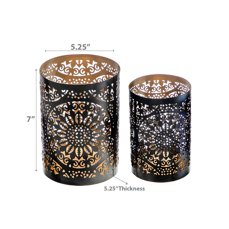 Set/2 Cut Work Medallion Candleholder