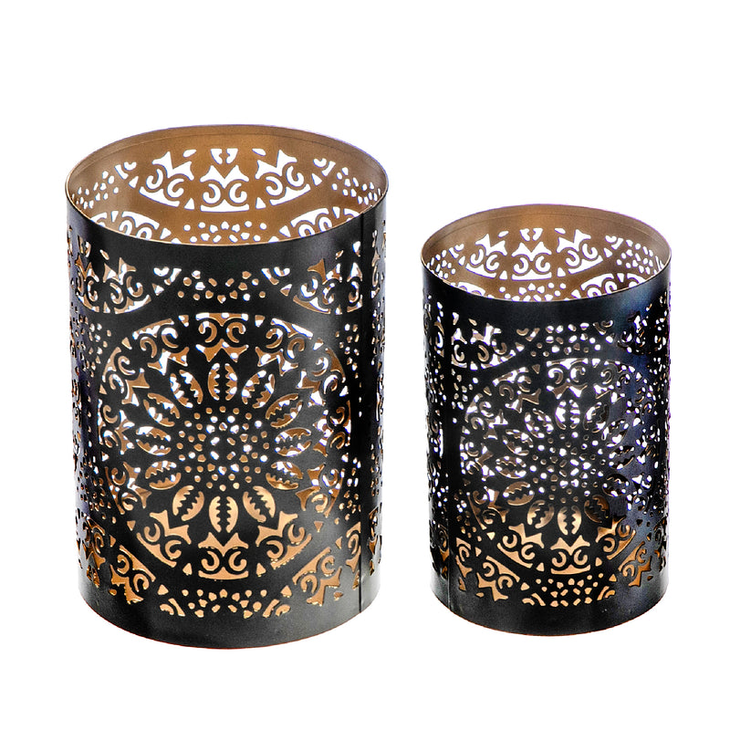 Set/2 Cut Work Medallion Candleholder