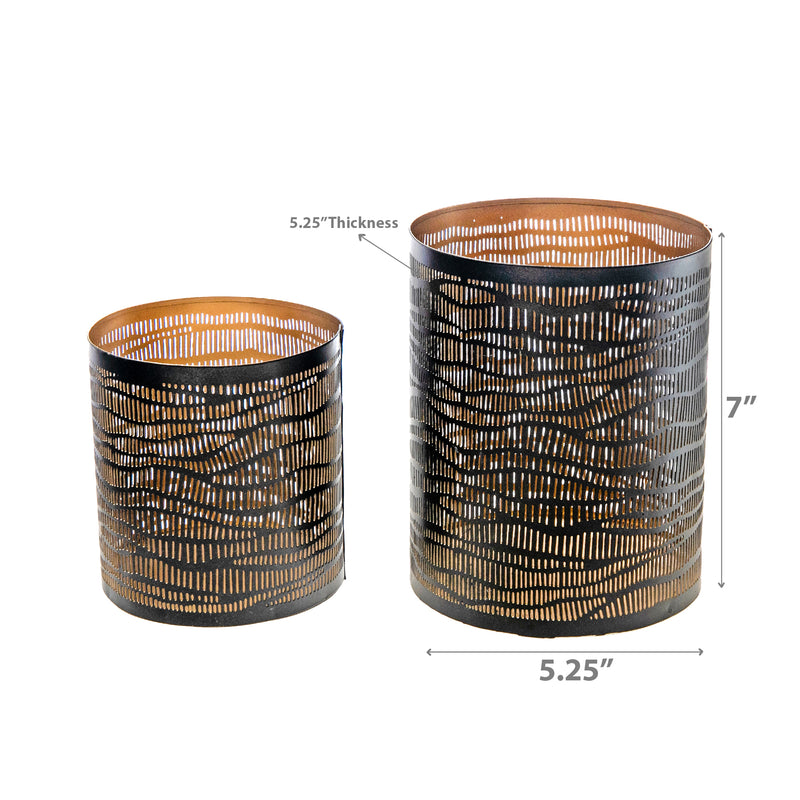 Set Of 2 Cut Work Wave Candleholder