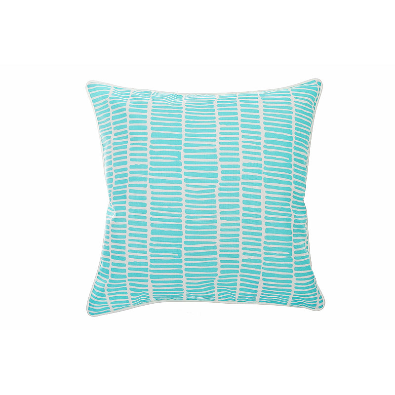 Cross Stripes Outdoor Waterproof Cushion Teal - Set of 2