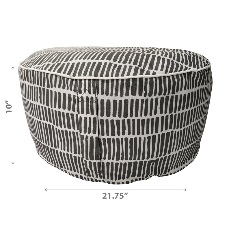 Cross Stripes Outdoor Inflatable Pouf Charcoal Gray