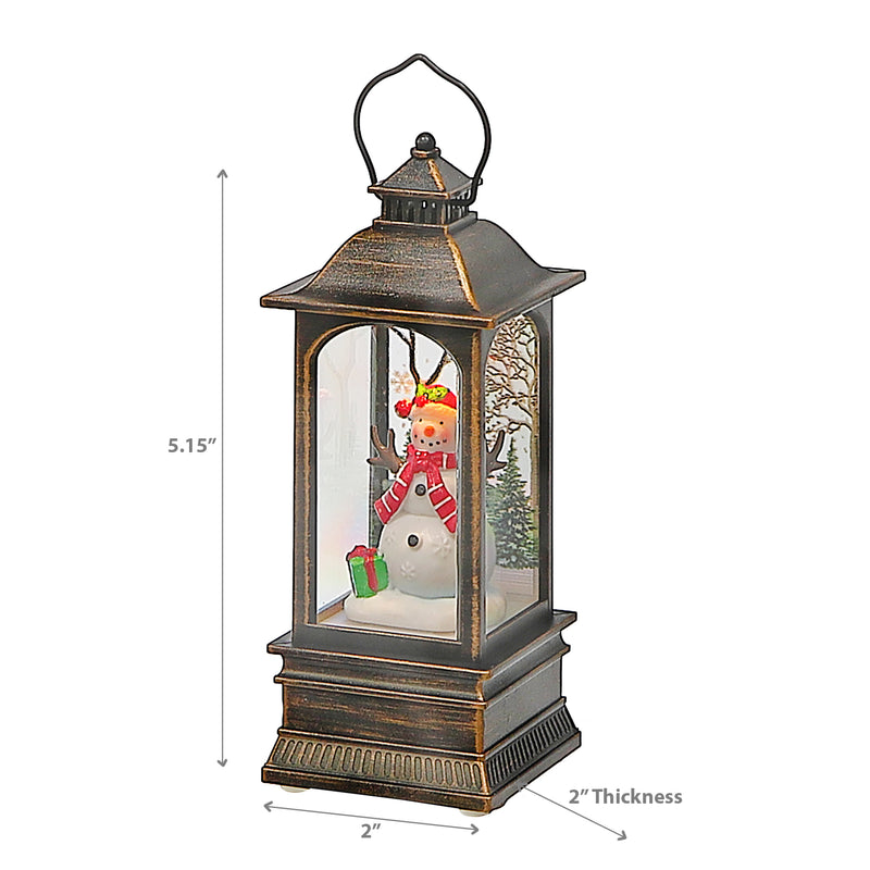 Led Lantern With Snowman Decor