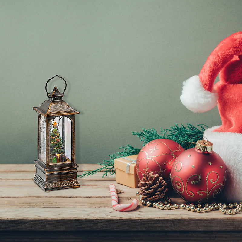 Led Lantern With Tree Decor