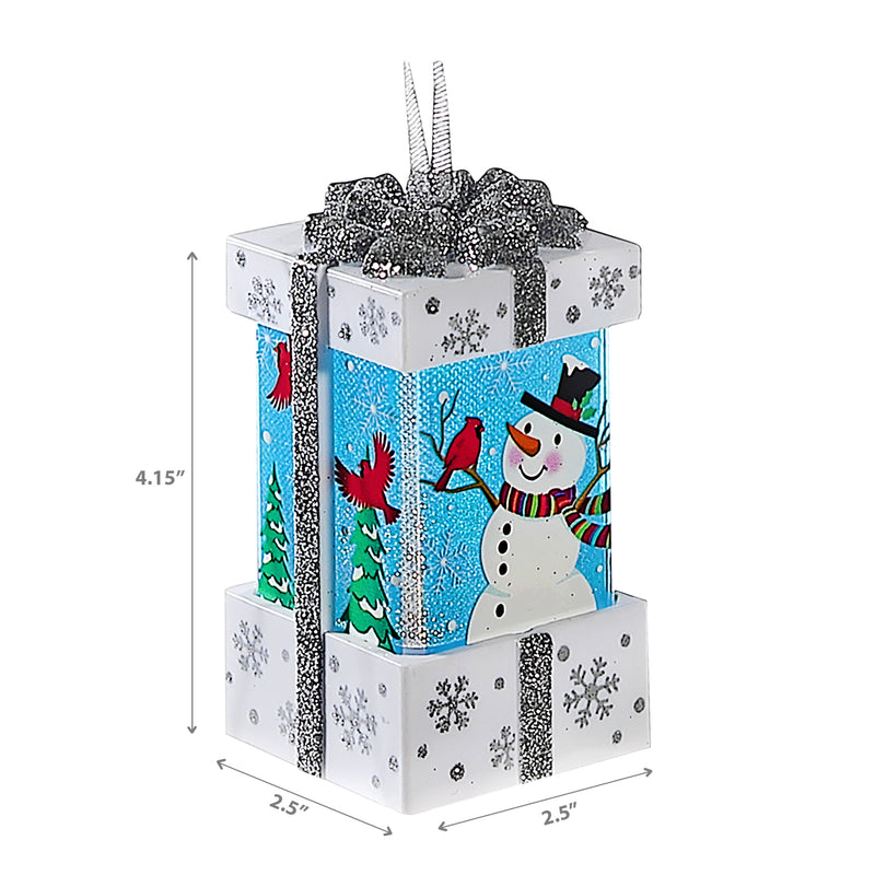 Led Snowman In Present Decor