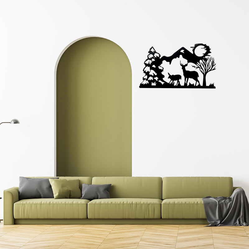 Metal Black Wall Decor Deer On A Stroll