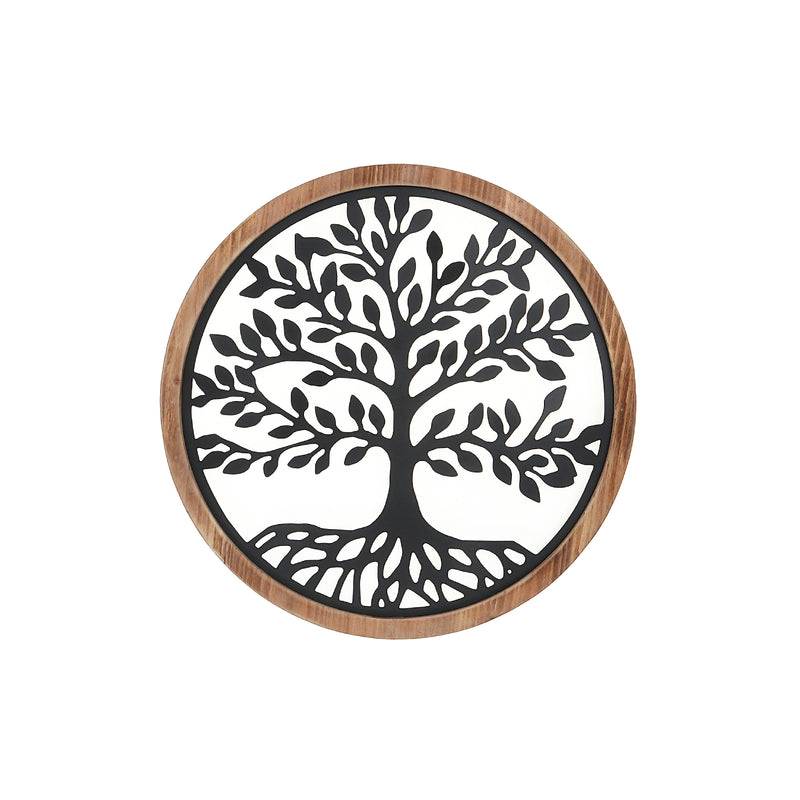 Wood Framed Metal Tree Of Life Wall Art