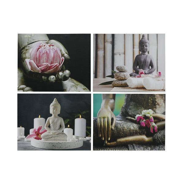 Canvas Wall Art Zen Buddha  - Set of 4