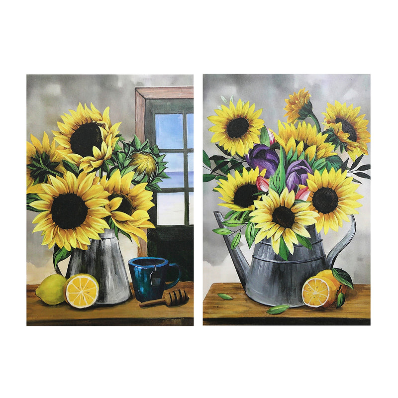 Canvas Wall Art Sunflower And Lemons  - Set of 2