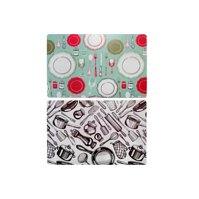 Pp Reversible Placemat (Kitchen Utensils)-Set of 12