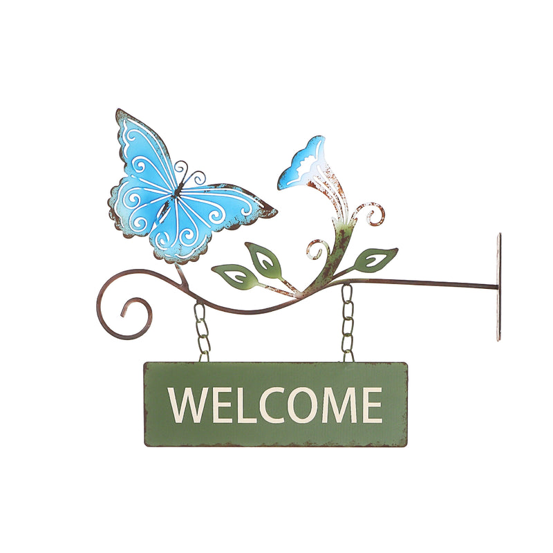 Hanging Metal Butterfly Welcome Sign