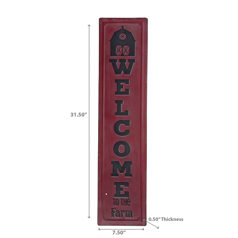 Vertical Embossed Metal Sign Welcome To The Farm