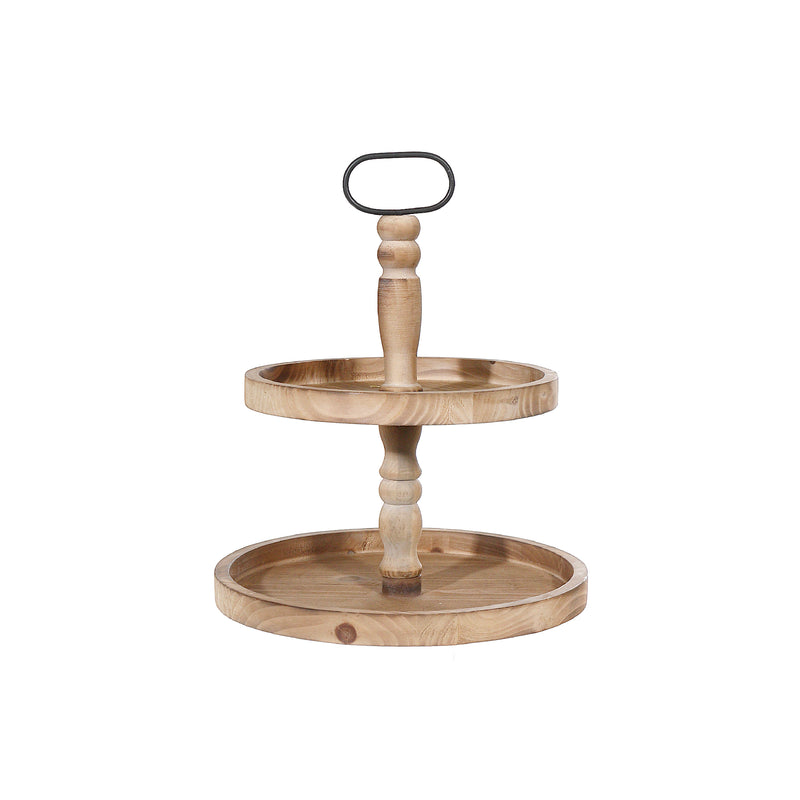 2 Tier Wooden Round Stand