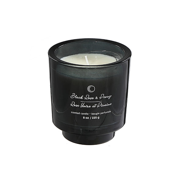 8Oz High Gloss Round Candle Black Rose & Peony