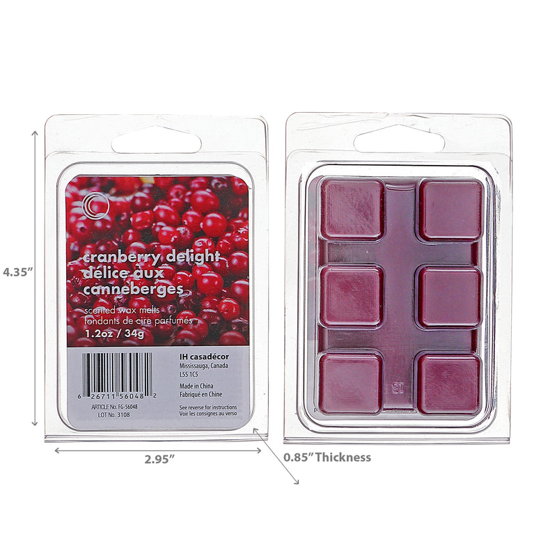 6Pk Scented Wax Melts Cranberry Delight - Set of 4