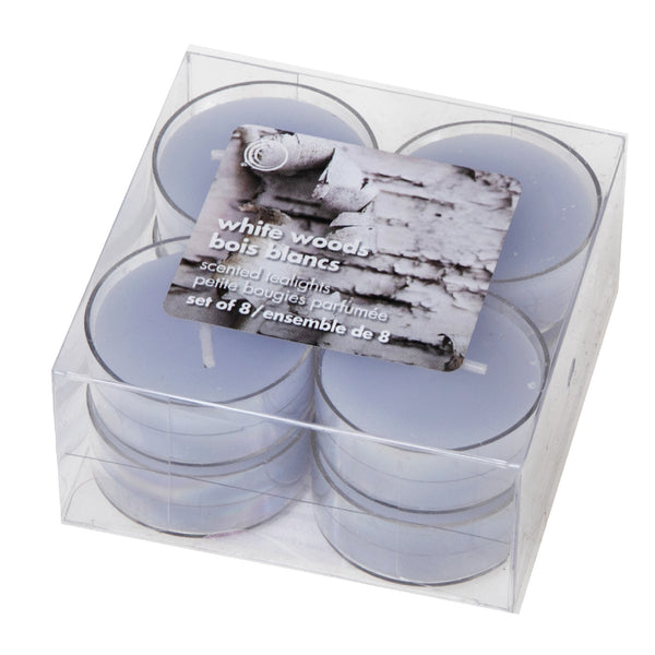 8 Pk Scented Tealights White Woods - Set of 4