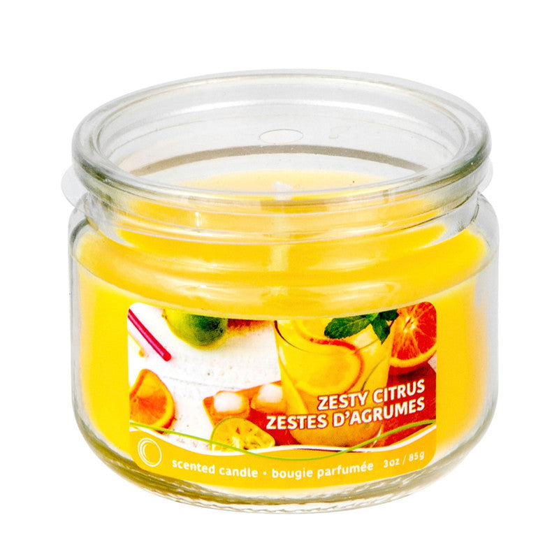 3 Oz Scented Glass Jar With Lid (Zesty Citrus) - Set of 2