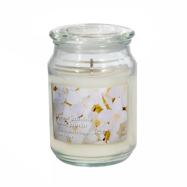 18 Oz Scented Jar With Glass Lid Sweet Jasmine - Set of 2