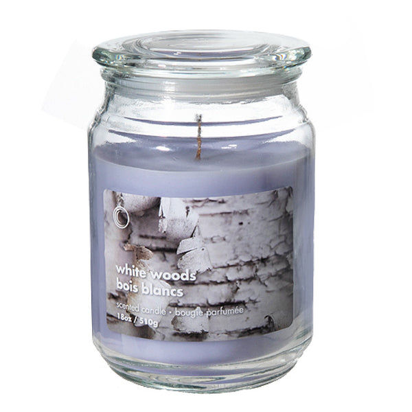 18 Oz Scented Jar With Glass Lid White Woods - Set of 2