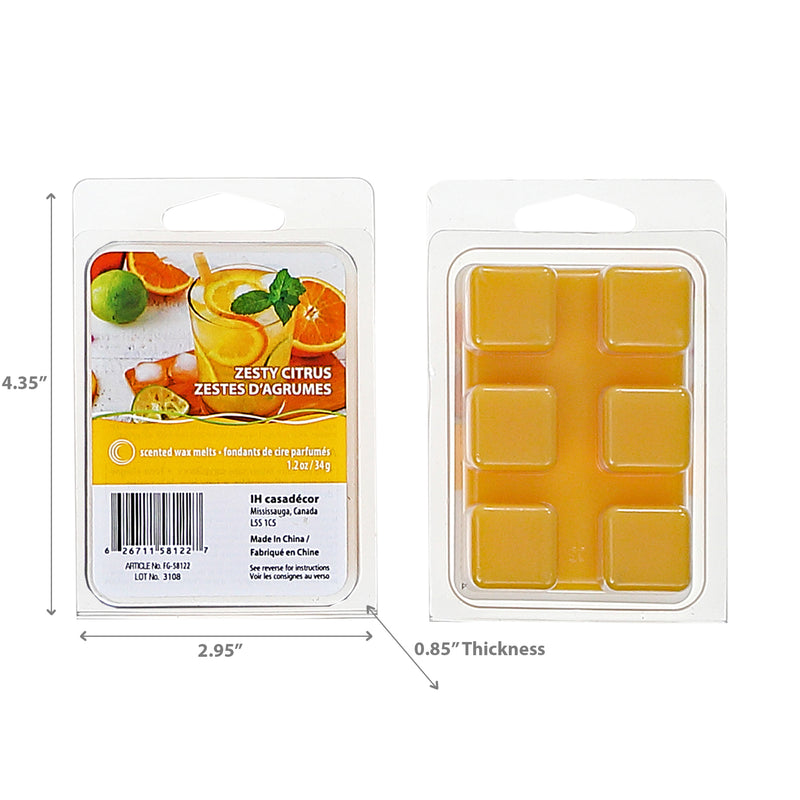 6Pk Scented Wax Melts Zesty Citrus - Set of 4