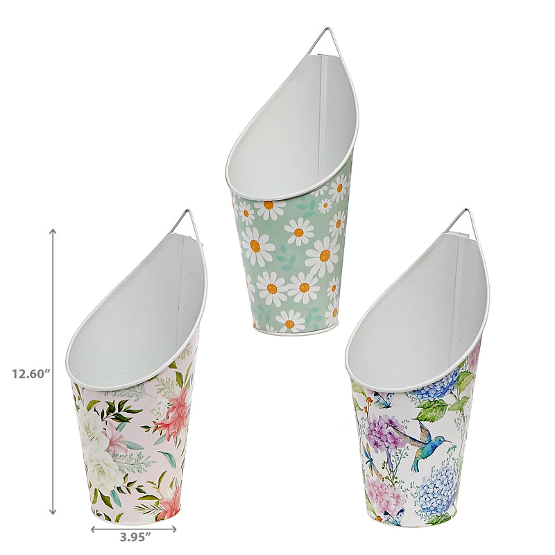 Floral Metal Hanging Planter Asstd - Set of 3