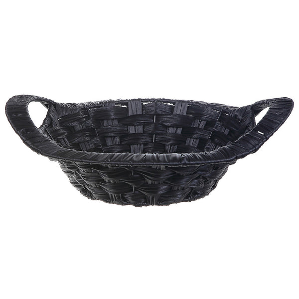 Black Weave Basket With Handle (Round) (12.2") - Set of 2