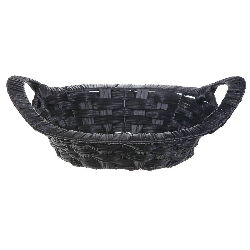 Black Weave Basket With Handle (Oval) (14 X 11) - Set of 2