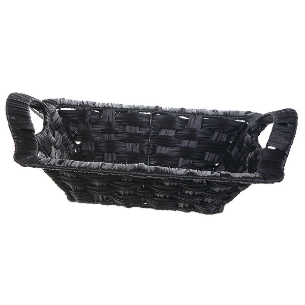 Black Weave Basket With Handle (Rect) (14 X 10) - Set of 2