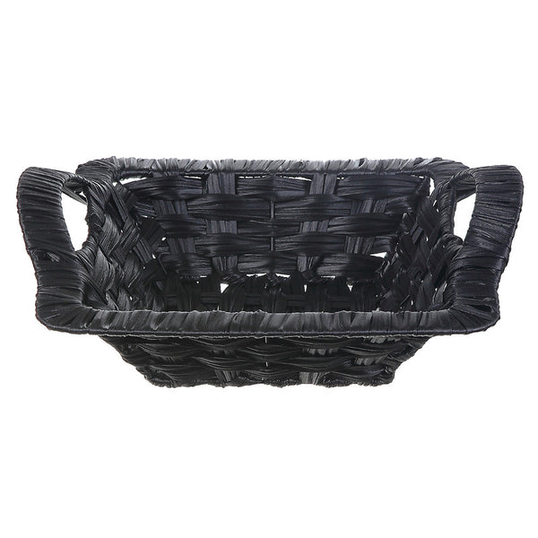 Black Weave Basket With Handle (Square) (13 X 11) - Set of 2