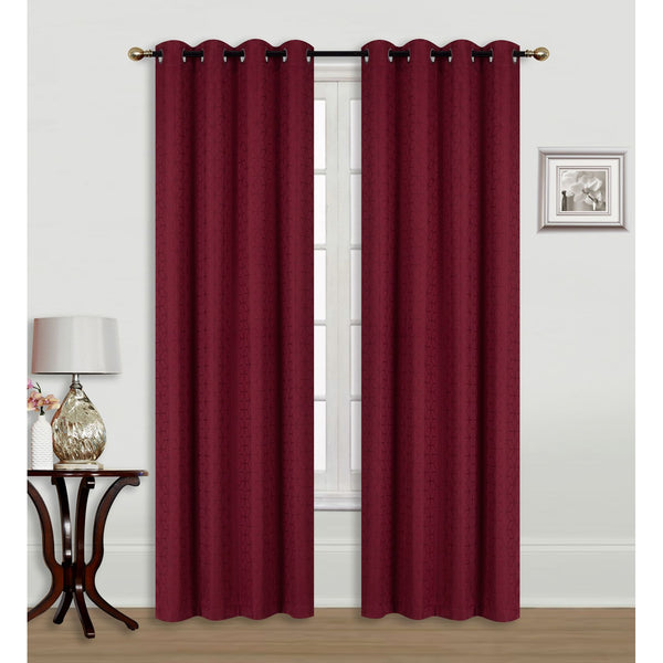 Jacquard Blackout Panel W 8 Grom (Geo) (Burgundy) (Set Of 2)