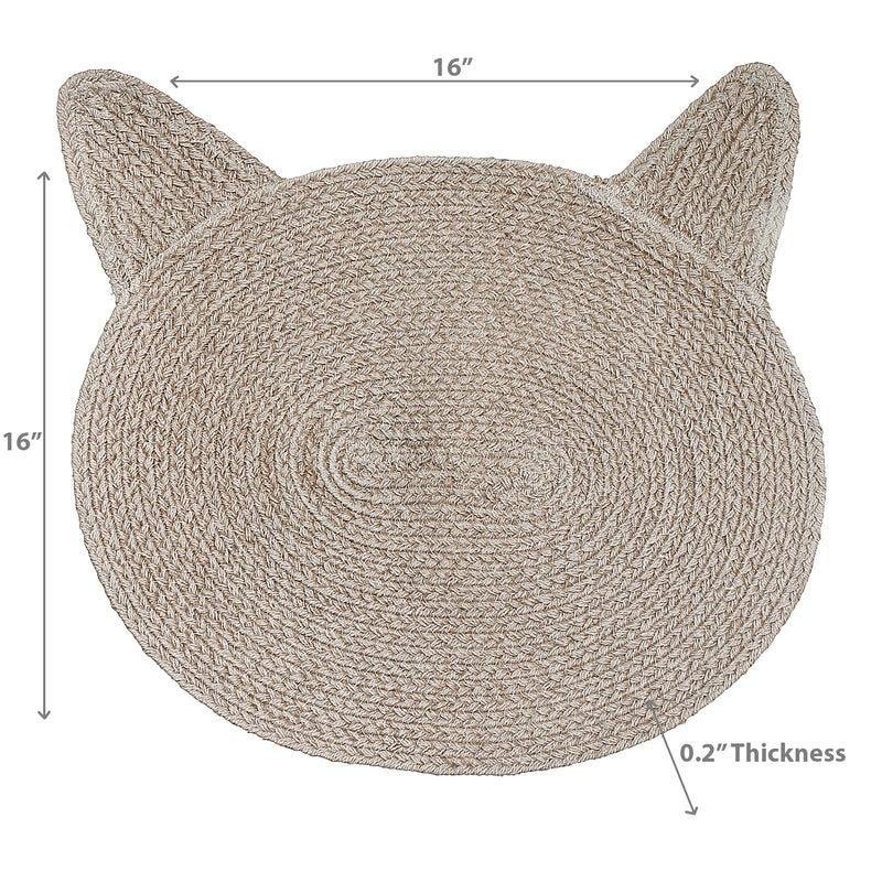 Braided Cotton Cat Shape Mat Taupe